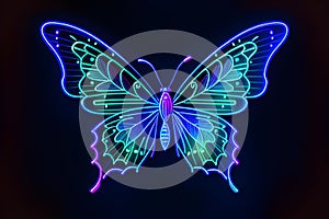 Neon glowing outlined illustration of butterfly