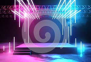 Neon Glowing Stage and Lighting photo