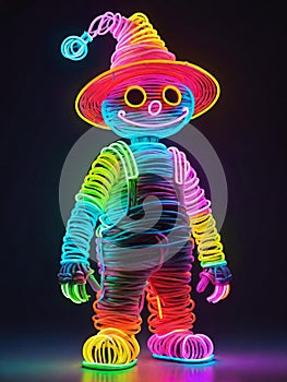 neon glowing strawman in neon light