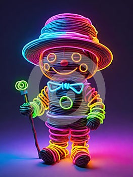 neon glowing strawman in neon light