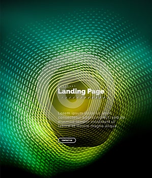 Neon glowing techno hexagon shape lines, hi-tech futuristic abstract background, landing page template