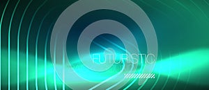 Neon glowing techno lines, hi-tech futuristic abstract background template with geometric shapes