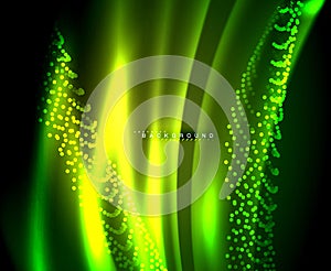 Neon glowing techno lines, hi-tech futuristic abstract background template with square shapes