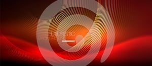 Neon glowing techno lines, hi-tech futuristic abstract background template with square shapes