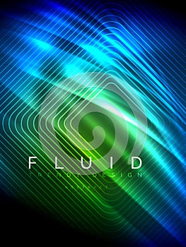 Neon glowing wave, magic energy and light motion background. Vector illustration