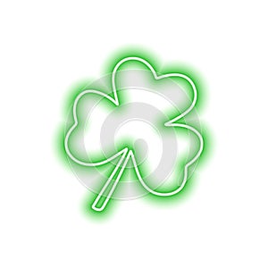 The neon green clover leaf isolated on white