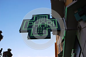 Neon Green Cross Sign