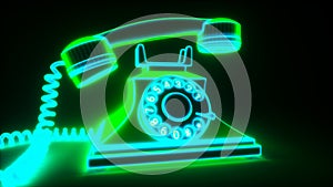 Neon green glowing phone3d rendering