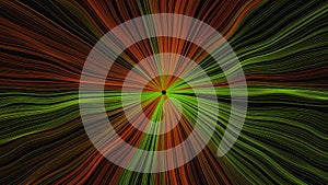Neon green and orange curves motion. Seamless loop abstract background. multicolored glowing tentacles. 3d Sci-Fi