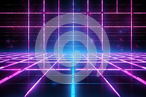 Neon grid pattern background 80s retro nostalgic