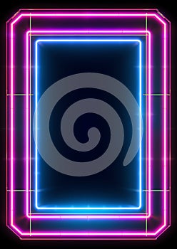 Neon grid pattern frame 80s retro nostalgic
