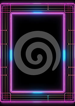Neon grid pattern frame 80s retro nostalgic