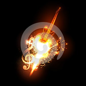 Neon guitar fire design