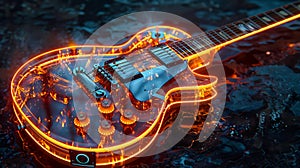 Neon guitar rock concept