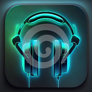 Neon headphones. Headphones icon. Vector illustration. Eps 10