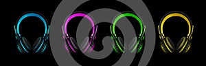 Neon headphones for listen music, dj audio headset