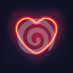 Neon heart on dark background. Decoration, sign or symbol for Valentine\'s Day.