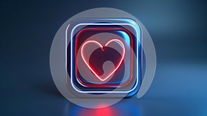 The Neon Heart Icon.AI generated image