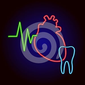 Neon heart and tooth