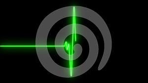 Neon heartbeat flatline. Pulse trace green line