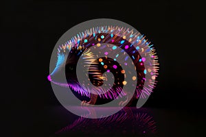 neon hedgehog on black background