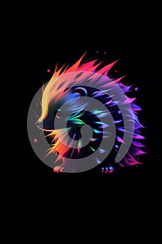 Neon Hedgehog Illustration. created by generative artificial intelligence