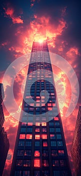 Neon Heights: Synthwave Skyscraper photo