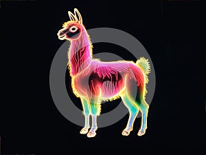 neon hologram of llama - generated by ai