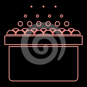 Neon hot whirlpool Spa Bathtub with foam bubbles Bath Relax bathroom Bath spa red color vector illustration image flat style