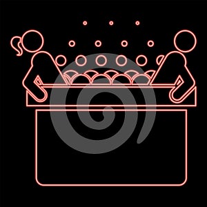 Neon hot whirlpool with woman and man Spa Bathtub with foam bubbles Bath Relax bathroom Bath spa red color vector illustration