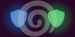 Neon icon of Blue and Green Network Shield