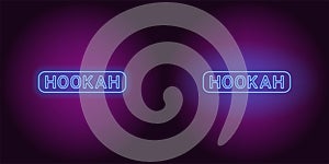 Neon icon of blue Hookah inscription