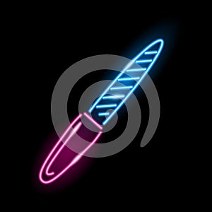 Neon icon of nail file isolated on black background. Manicure, pedicure, beauty salon tool concept. Night signboard style
