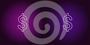 Neon icon of Purple and Violet Dollar