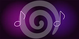 Neon icon of Purple and Violet Musical Note