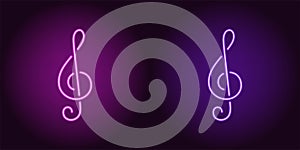 Neon icon of Purple and Violet Musical Note