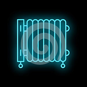 Neon icon of a radiator heating a room