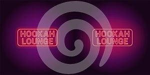 Neon icon of red Hookah Lounge inscription