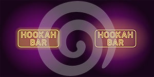 Neon icon of yellow Hookah Bar inscription