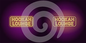 Neon icon of yellow Hookah Lounge inscription