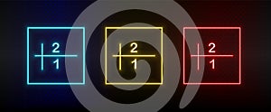 Neon icons. Database server sort. Set of red, blue, yellow neon vector icon