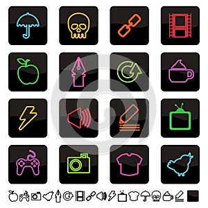 Neon icons set 2