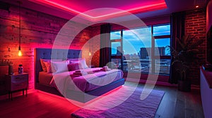 Neon-infused bedroom design, img