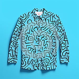 Neon-infused Digitalism: Blue Shirt Design By Carsten Haring