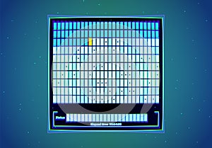 Neon interface background with service software display. Abstract technology frame in 80s retro computer style.