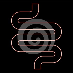 Neon intestine or bowels red color vector illustration image flat style