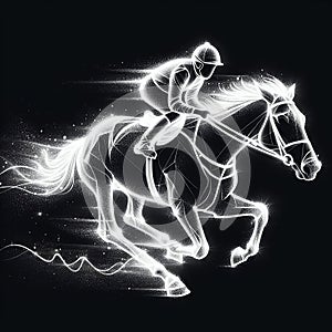 Neon Jockey On a Galloping Horse photo