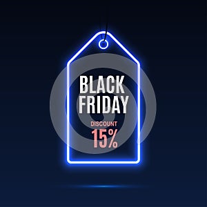 Neon label. Black friday at a discount.