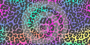 Neon leopard pattern. Rainbow-colored spotted background. Vector animal print. Wallpaper