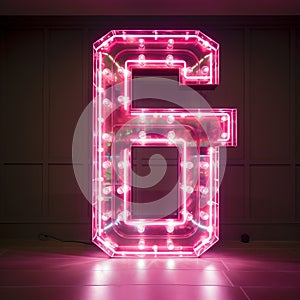 Neon Letter Box Lighting: A Grandiose Celebration With A Pink 6